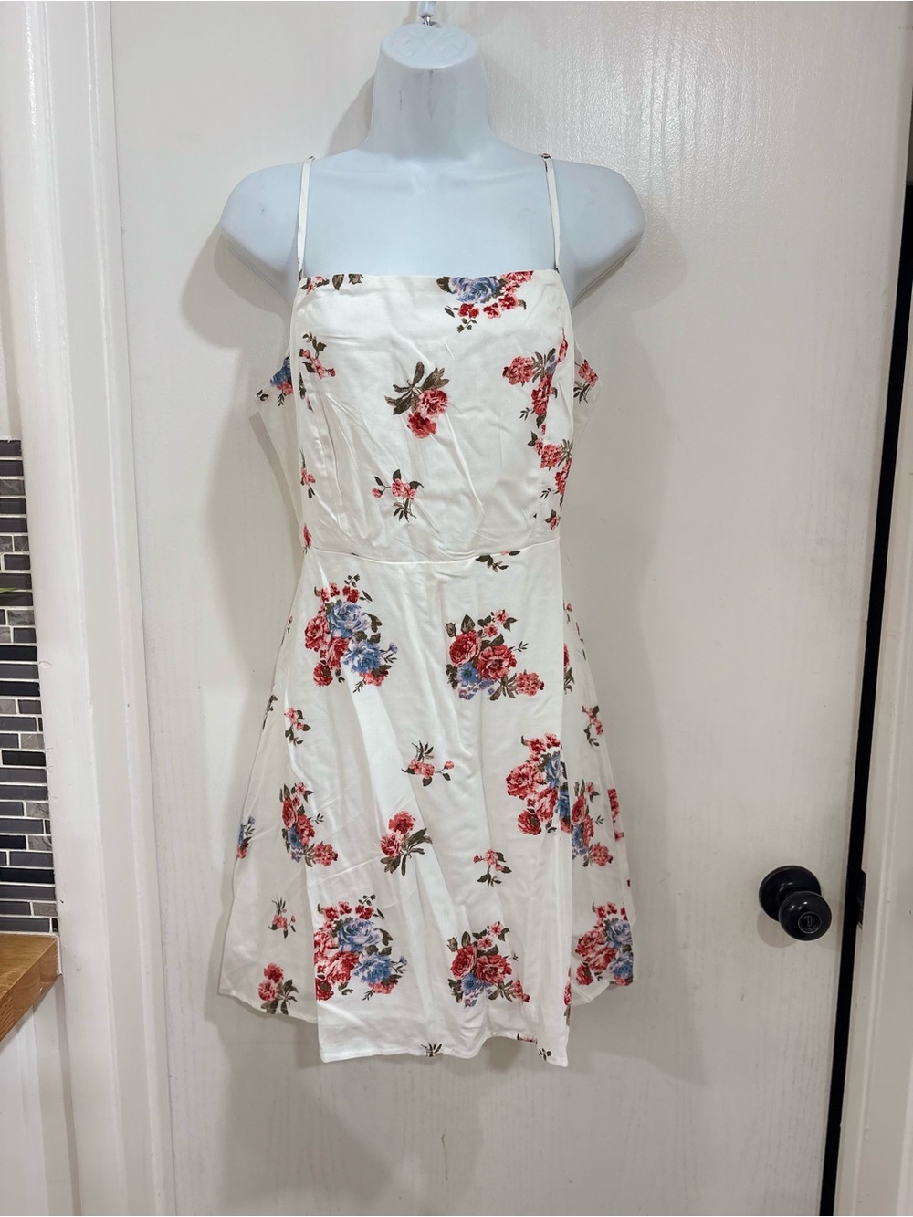 Socialite White Floral Spaghetti-Strap Mini Dress